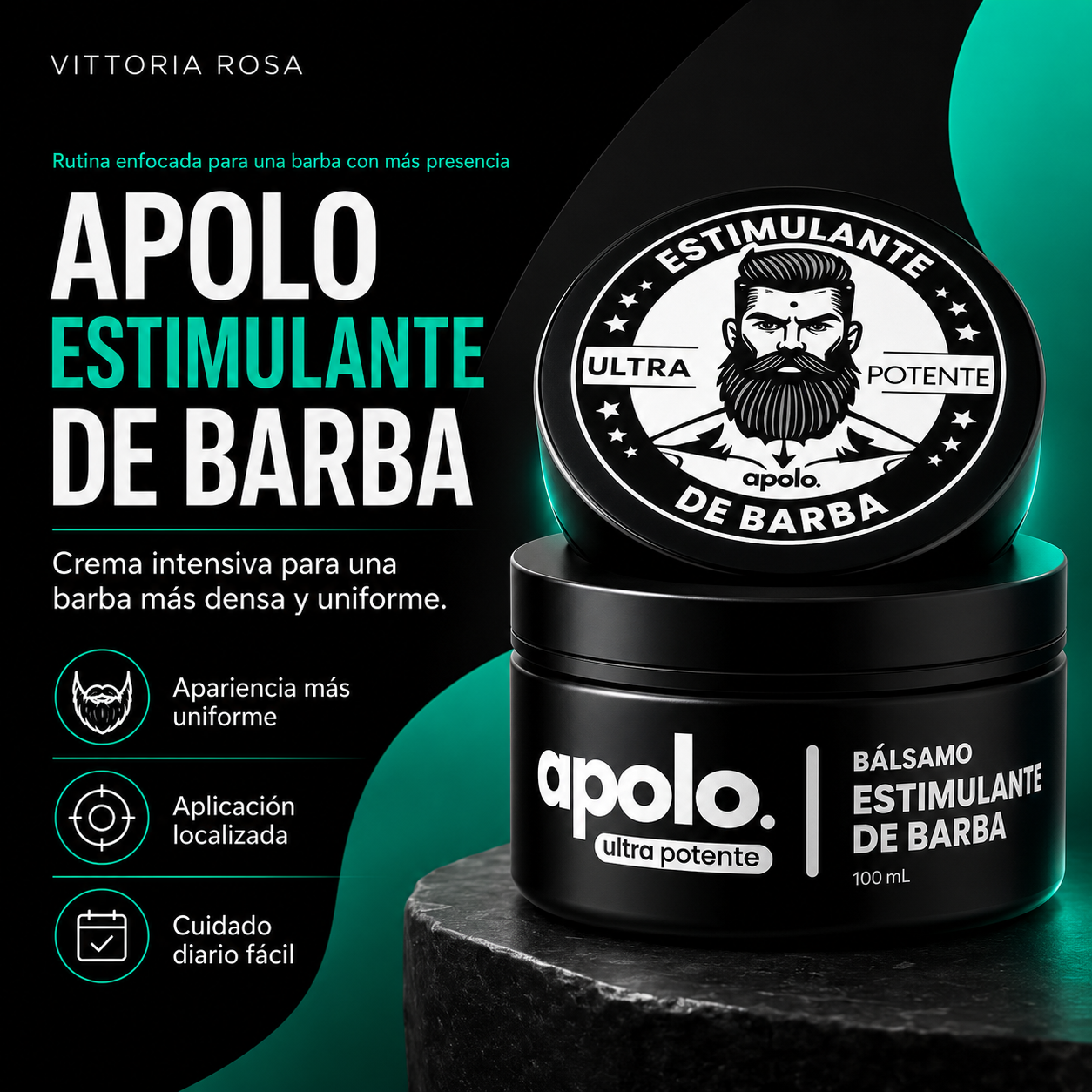 Apolo - Estimulante de Barba | Crema Intensiva para una Barba Más Densa y Uniforme