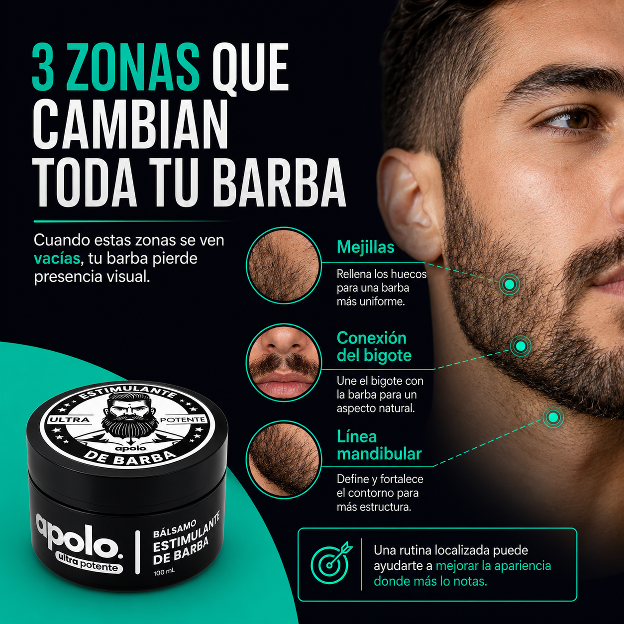 Apolo - Estimulante de Barba | Crema Intensiva para una Barba Más Densa y Uniforme