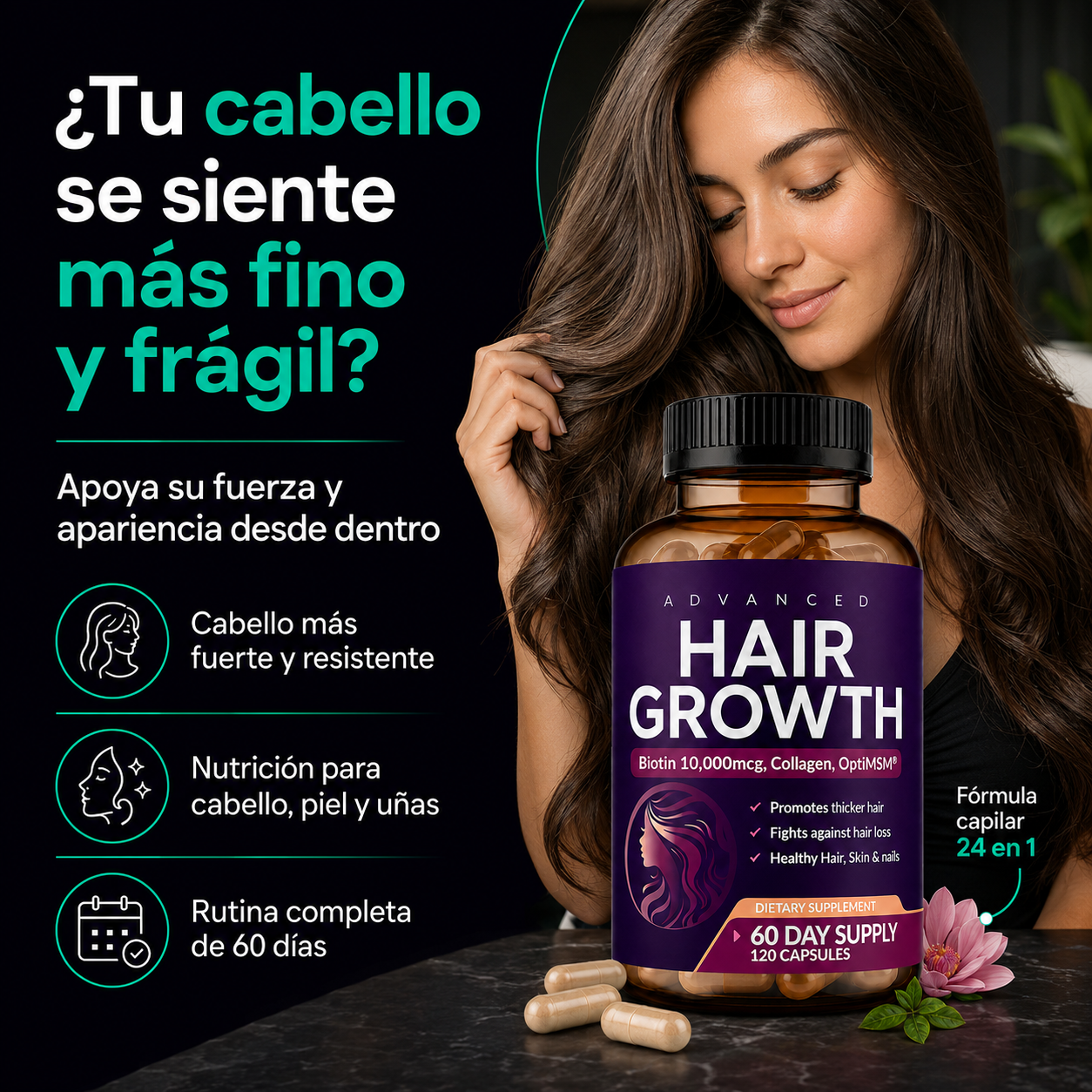Advanced Hair Growth | Complejo Capilar Intensivo 24 en 1 para Mujeres