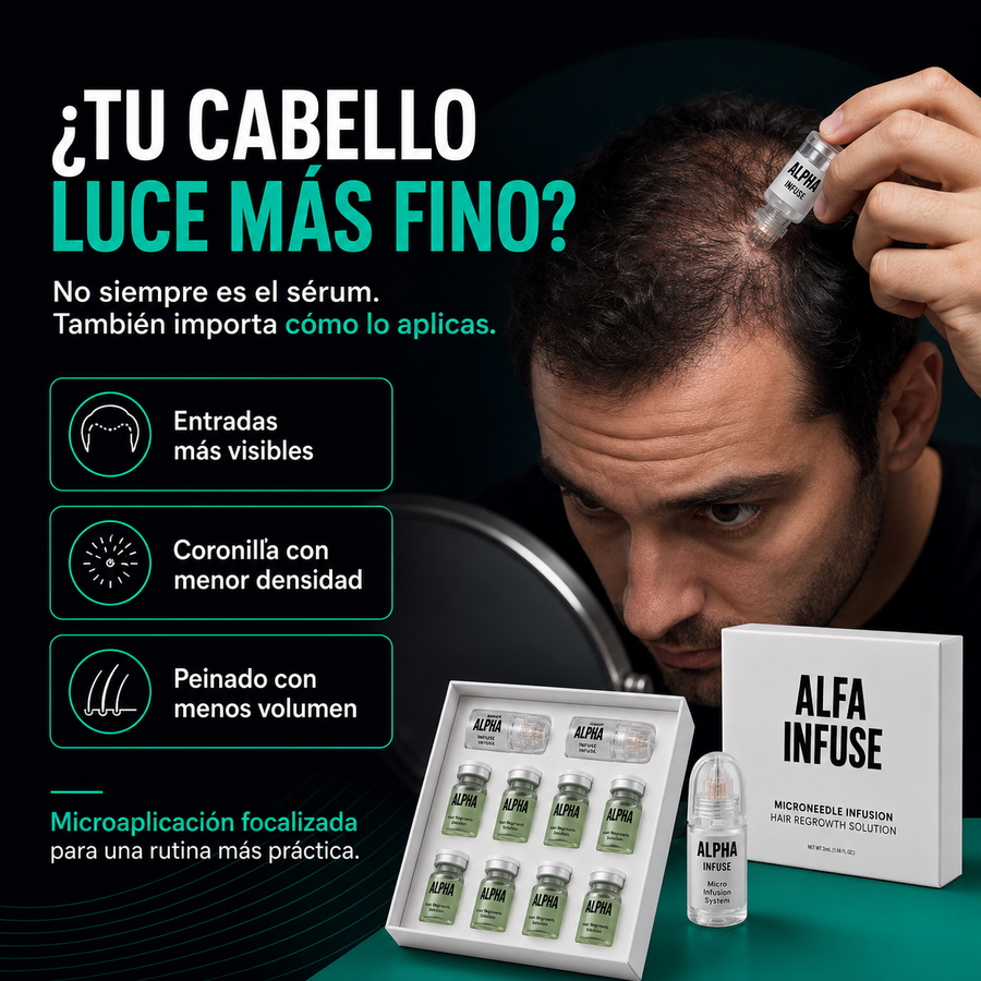AlfaInfuse | Sistema de Microinfusión Capilar para un Cabello Visiblemente Más Denso y Fuerte