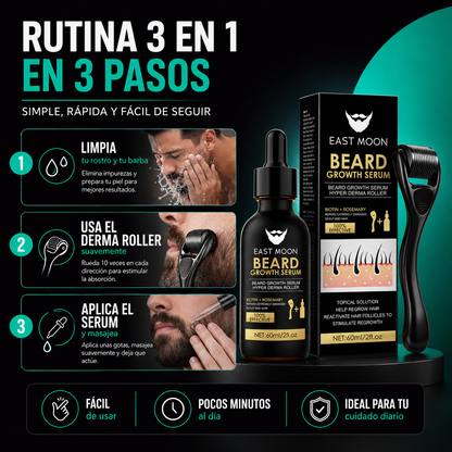 Alpha Beard Growth Kit | Sérum + Dermaroller para una Barba Más Densa y Uniforme