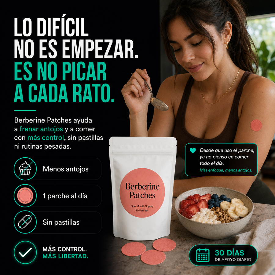 Berberine Patches | Parches para Apoyar el Control de Antojos y Comer con Más Control | Pack de 30 Días