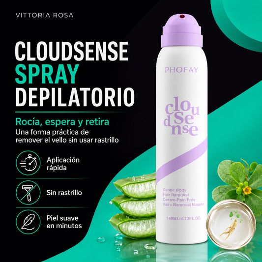 CloudSense | Espuma Depilatoria Corporal en Spray | Piel Suave en Minutos