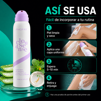 CloudSense | Espuma Depilatoria Corporal en Spray | Piel Suave en Minutos