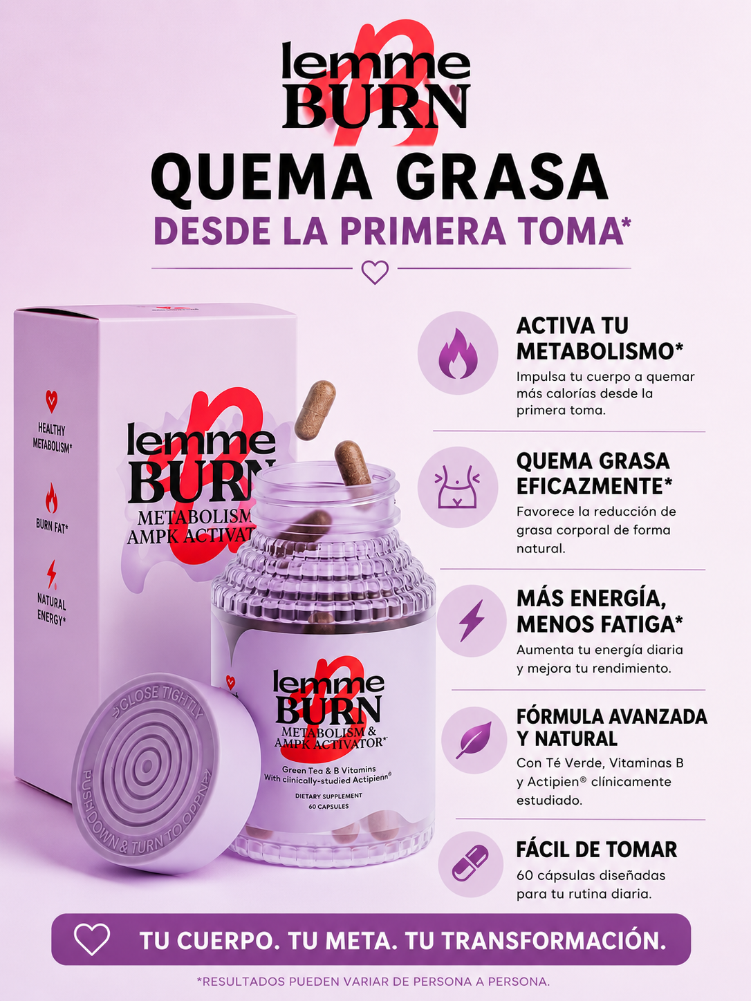 Lemme | Quema Grasa | Formula natural | 60 Caps