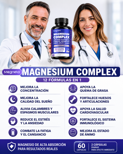 Magnesio Complex™️ | Fórmula 12 en 1 | 60 Capsulas