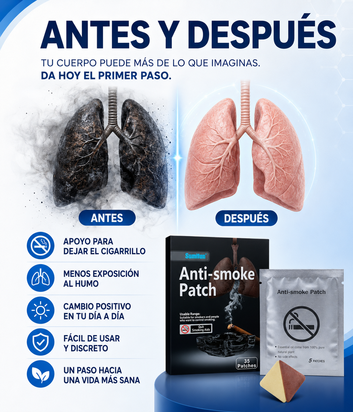 Pack 20 Parches Antitabaco | Reduce la Ansiedad y Recupera el Control