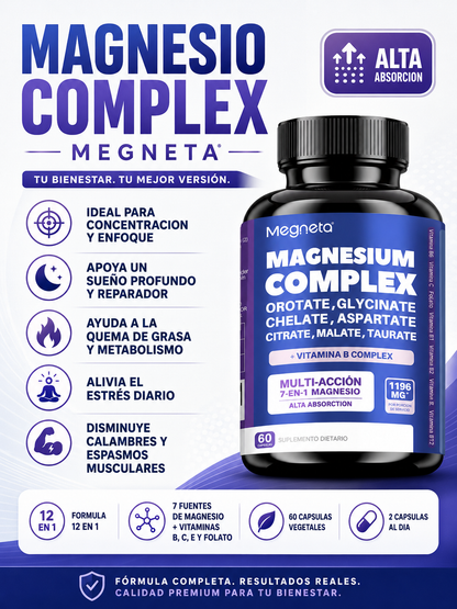 Magnesio Complex™️ | Fórmula 12 en 1 | 60 Capsulas