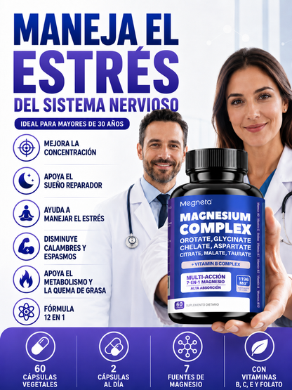 Magnesio Complex™️ | Fórmula 12 en 1 | 60 Capsulas