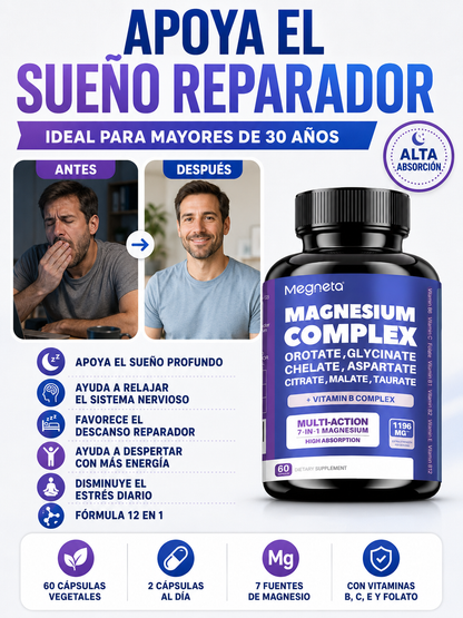 Magnesio Complex™️ | Fórmula 12 en 1 | 60 Capsulas