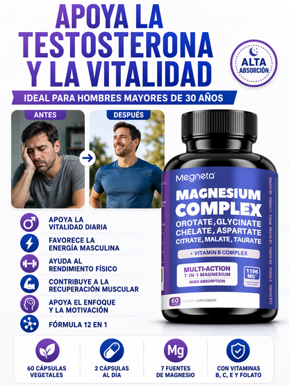 Magnesio Complex™️ | Fórmula 12 en 1 | 60 Capsulas