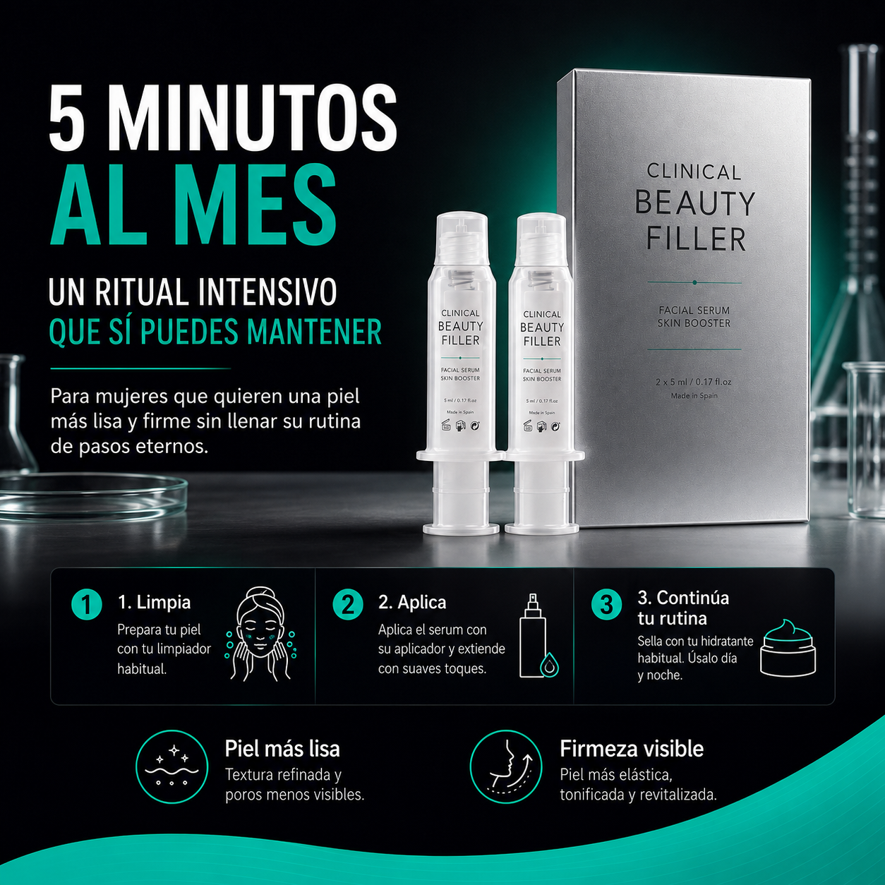 Clinical Beauty Filler | Skin Booster Facial Intensivo de 2 Meses para una Piel Más Lisa, Firme y Visiblemente Renovada