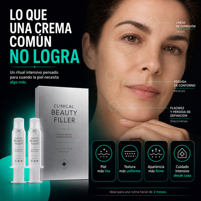 Clinical Beauty Filler | Skin Booster Facial Intensivo de 2 Meses para una Piel Más Lisa, Firme y Visiblemente Renovada