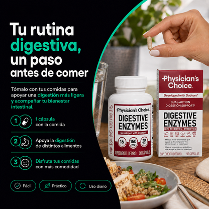 Digestive Enzymes | Fórmula 3 en 1 con 16 Enzimas, Probióticos y Prebióticos para Hinchazón, Gases y Pesadez Ocasional
