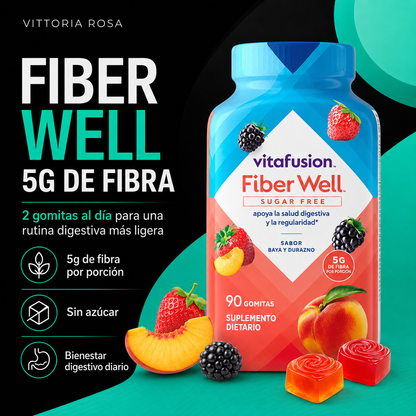 Fiber Well | Gomitas de Fibra Prebiótica Sin Azúcar para el Bienestar Digestivo