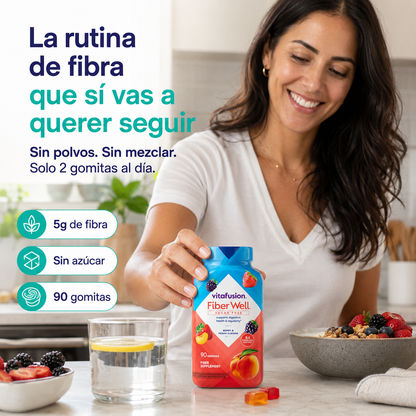 Fiber Well | Gomitas de Fibra Prebiótica Sin Azúcar para el Bienestar Digestivo