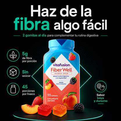 Fiber Well | Gomitas de Fibra Prebiótica Sin Azúcar para el Bienestar Digestivo