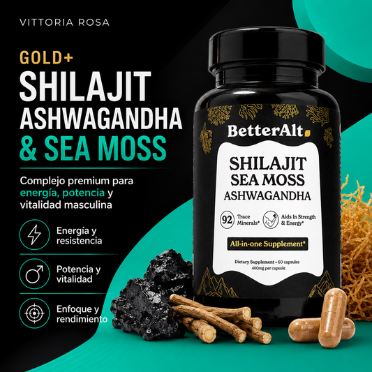 GOLD+ Shilajit, Ashwagandha & Sea Moss | Energía, Potencia y Vitalidad Masculina