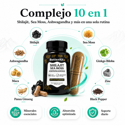 GOLD+ Shilajit, Ashwagandha & Sea Moss | Energía, Potencia y Vitalidad Masculina