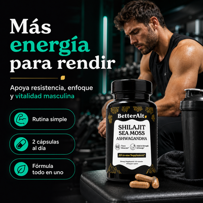GOLD+ Shilajit, Ashwagandha & Sea Moss | Energía, Potencia y Vitalidad Masculina
