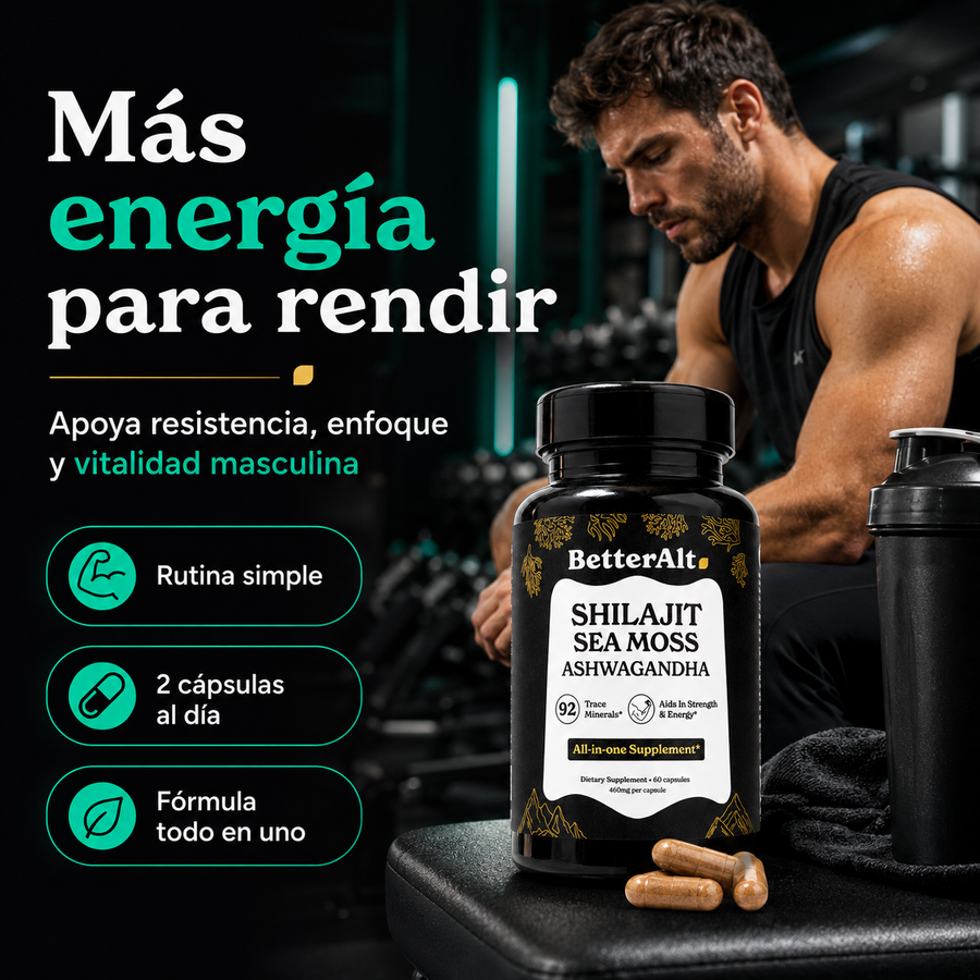GOLD+ Shilajit, Ashwagandha & Sea Moss | Energía, Potencia y Vitalidad Masculina