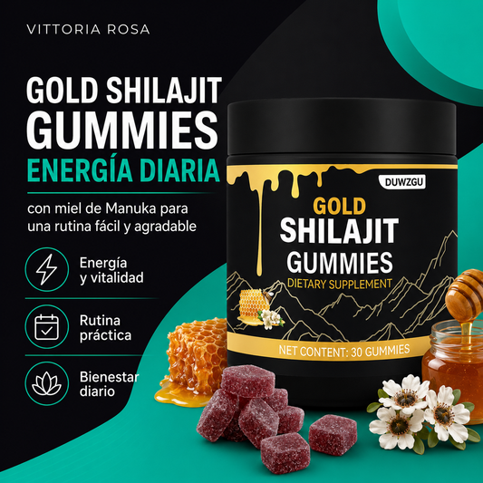 Gold Shilajit Gummies | Energía, Vitalidad y Enfoque Diario | Fórmula Premium con Miel de Manuka