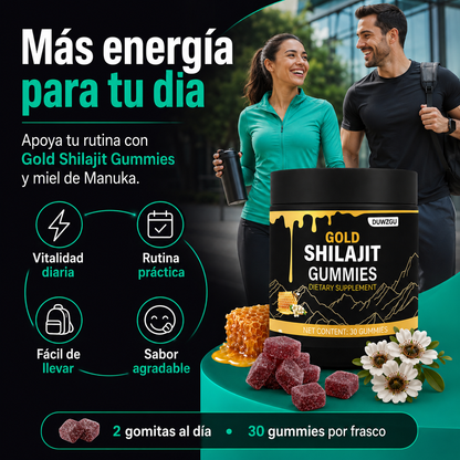Gold Shilajit Gummies | Energía, Vitalidad y Enfoque Diario | Fórmula Premium con Miel de Manuka