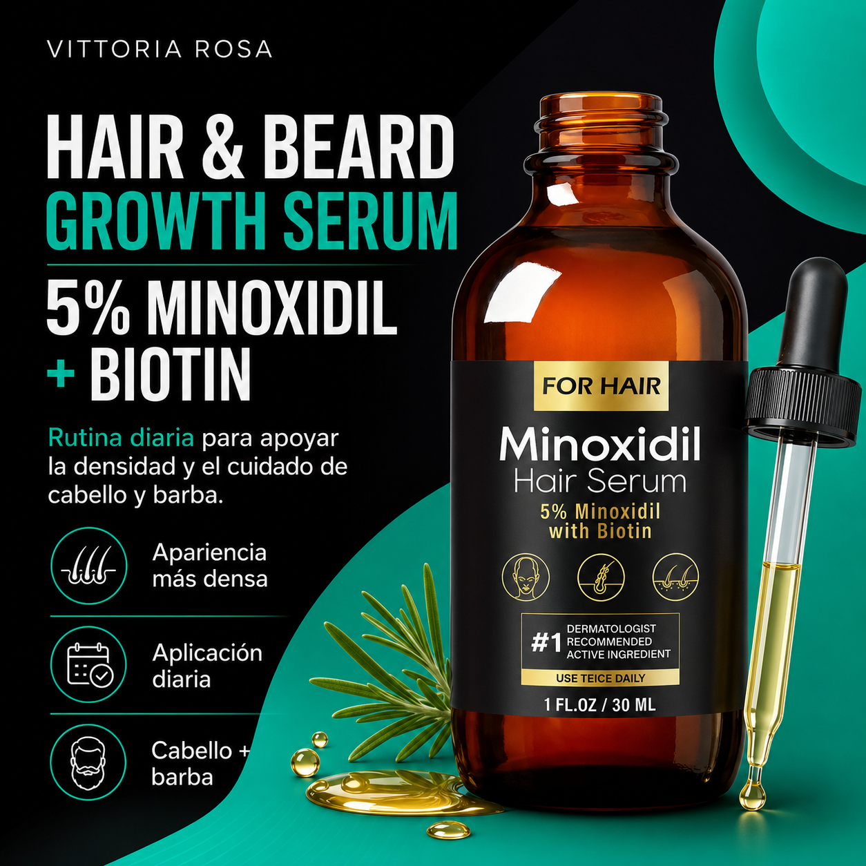 Hair & Beard Growth Serum | 5% Minoxidil + Biotin