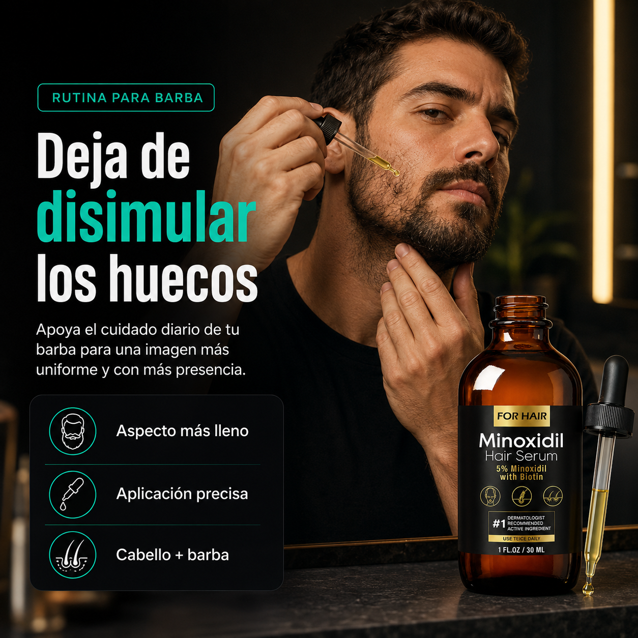 Hair & Beard Growth Serum | 5% Minoxidil + Biotin