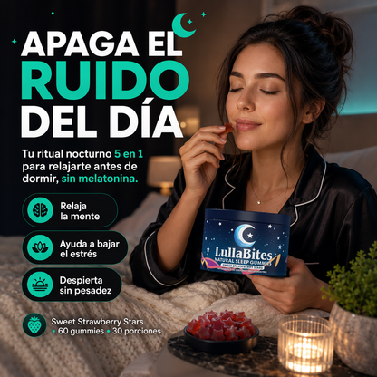 LullaBytes 5 en 1 | Gomitas Nocturnas Sin Melatonina | Relajación y Descanso
