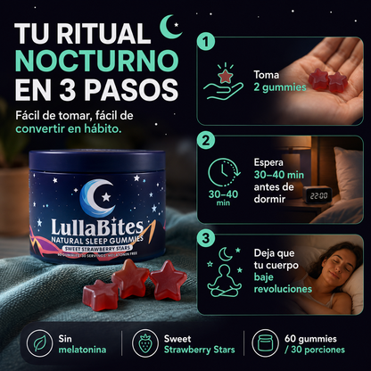 LullaBytes 5 en 1 | Gomitas Nocturnas Sin Melatonina | Relajación y Descanso
