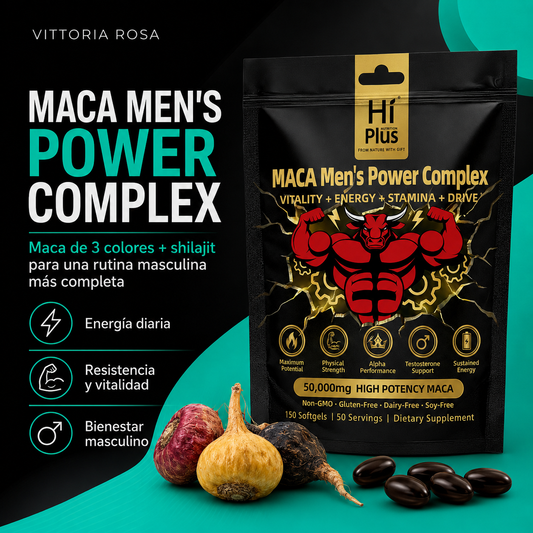 MACA Men´s Power Complex | Complejo de Vitalidad Masculina con Maca de 3 Colores, Shilajit y Adaptógenos