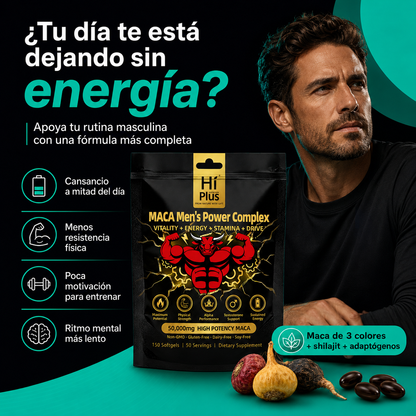 MACA Men´s Power Complex | Complejo de Vitalidad Masculina con Maca de 3 Colores, Shilajit y Adaptógenos