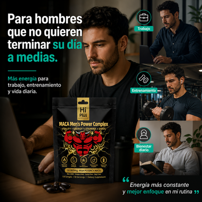 MACA Men´s Power Complex | Complejo de Vitalidad Masculina con Maca de 3 Colores, Shilajit y Adaptógenos