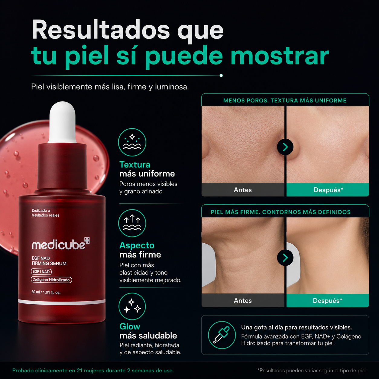 NAD+ EGF Firming Serum | Sérum Reafirmante con Péptidos para Rostro y Cuello