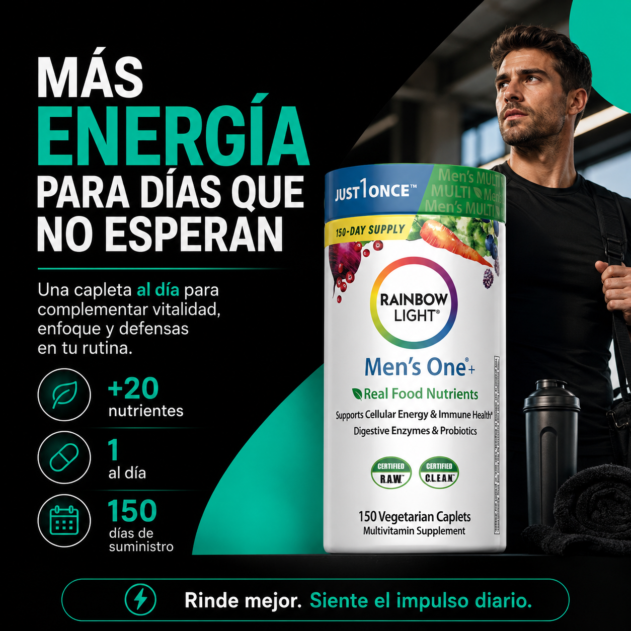 Men's One + | Multivitamínico Integral para Hombres con Ashwagandha, Licopeno y Probióticos