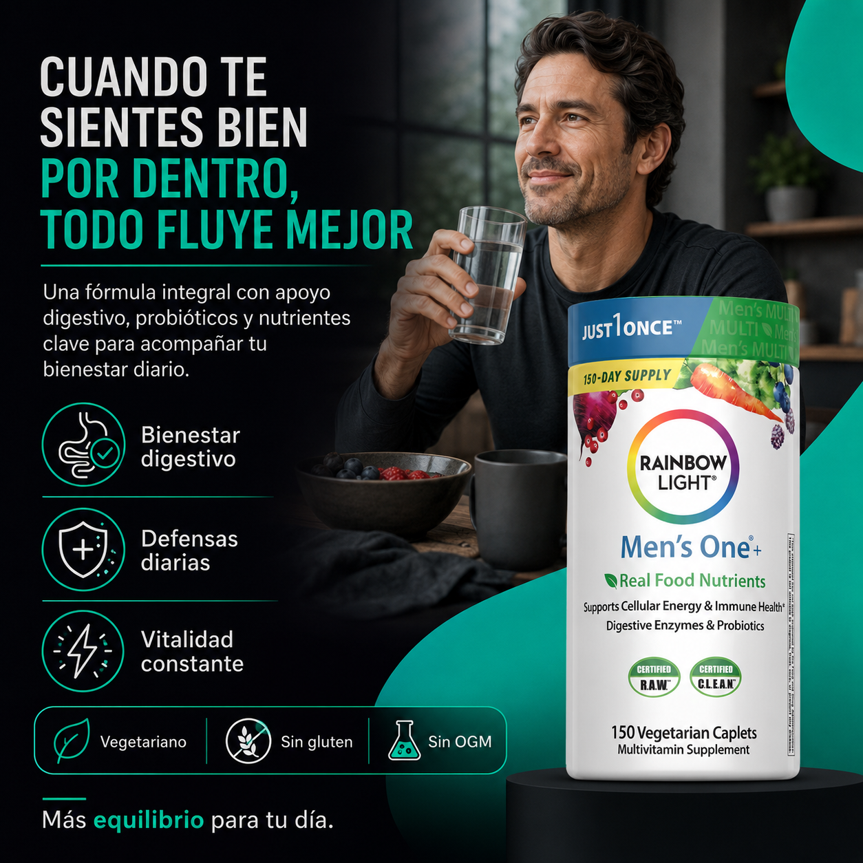 Men's One + | Multivitamínico Integral para Hombres con Ashwagandha, Licopeno y Probióticos