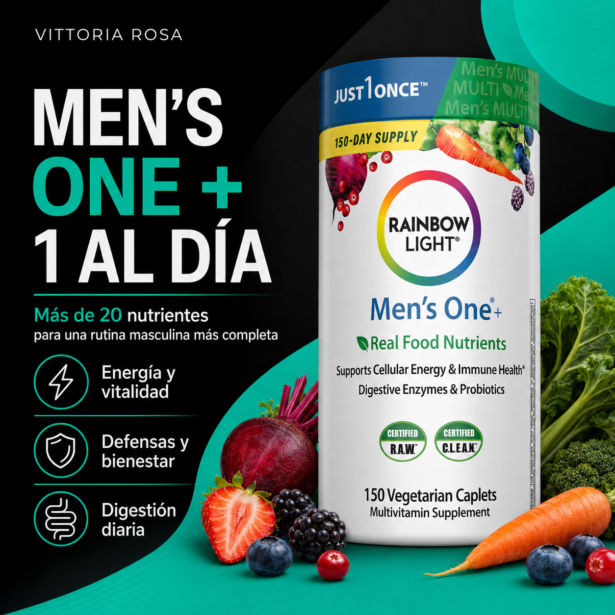 Men's One + | Multivitamínico Integral para Hombres con Ashwagandha, Licopeno y Probióticos