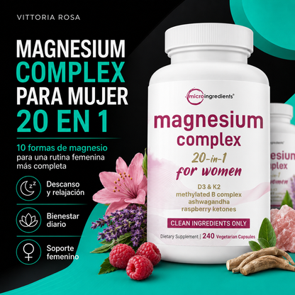 Magnesium Complex para mujer 20 en 1 | 10 Formas de Magnesio para Ellas