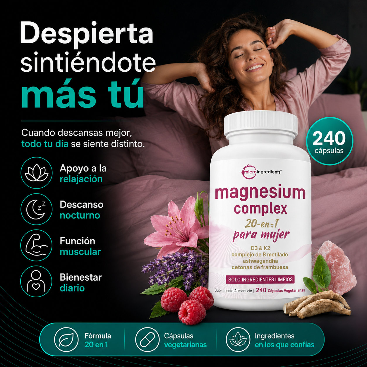 Magnesium Complex para mujer 20 en 1 | 10 Formas de Magnesio para Ellas