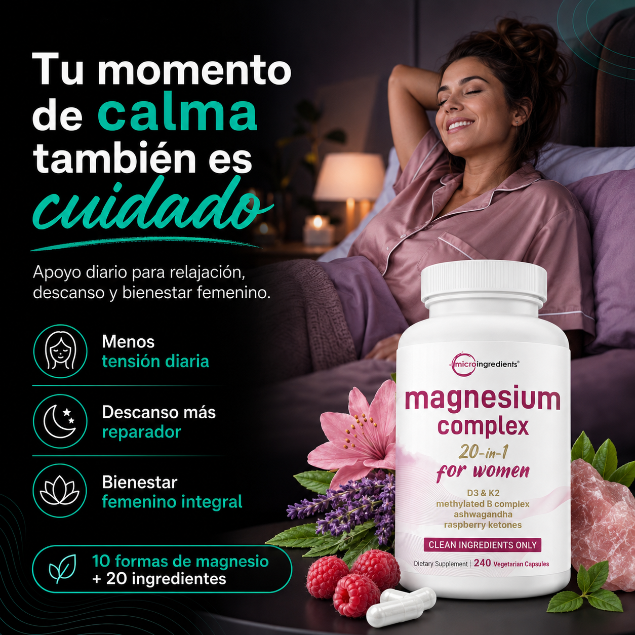Magnesium Complex para mujer 20 en 1 | 10 Formas de Magnesio para Ellas