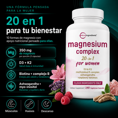 Magnesium Complex para mujer 20 en 1 | 10 Formas de Magnesio para Ellas