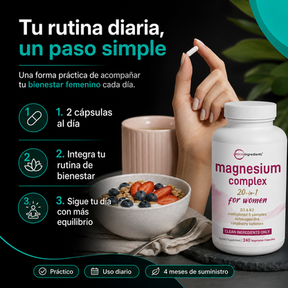 Magnesium Complex para mujer 20 en 1 | 10 Formas de Magnesio para Ellas