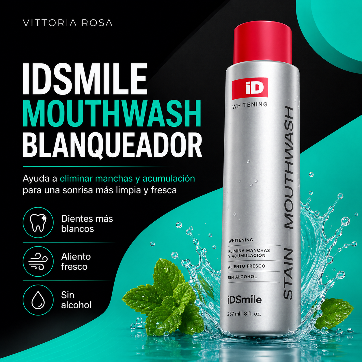 iDSmile | Enjuague Bucal Blanqueador, Limpieza Visible y Aliento Fresco