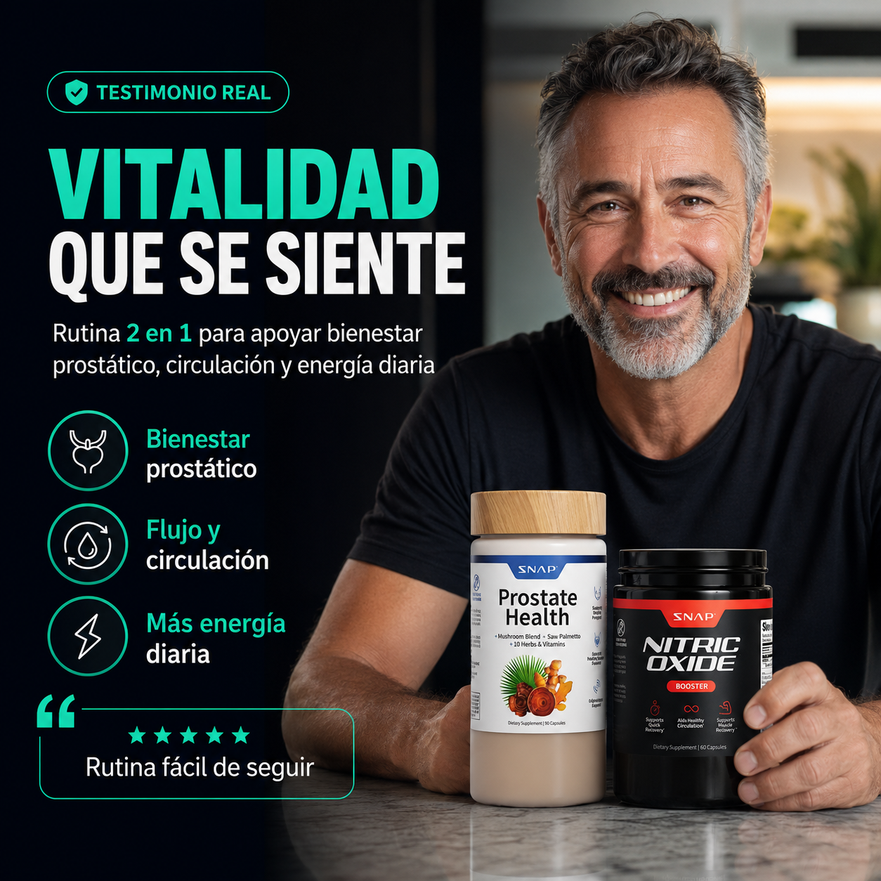 Prostate Health + Nitric Oxide | Bienestar Prostático y Vitalidad Masculina 2 en 1