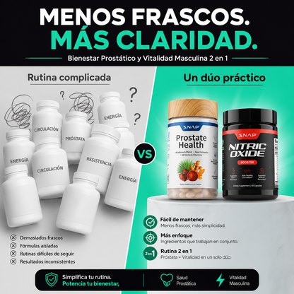Prostate Health + Nitric Oxide | Bienestar Prostático y Vitalidad Masculina 2 en 1