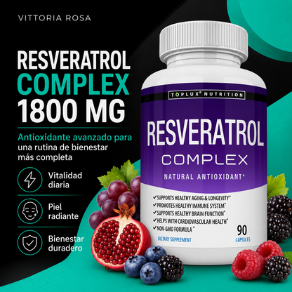 Resveratrol Complex | Antioxidante Avanzado para Vitalidad, Piel y Envejecimiento Saludable