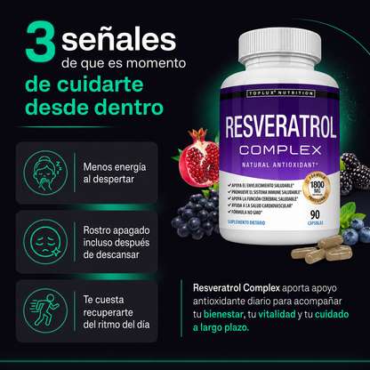 Resveratrol Complex | Antioxidante Avanzado para Vitalidad, Piel y Envejecimiento Saludable