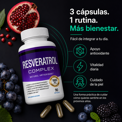 Resveratrol Complex | Antioxidante Avanzado para Vitalidad, Piel y Envejecimiento Saludable