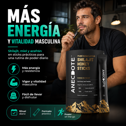 Shilajit Honey Sticks | Ritual del Himalaya para Energía y Vitalidad con Miel y Azafrán